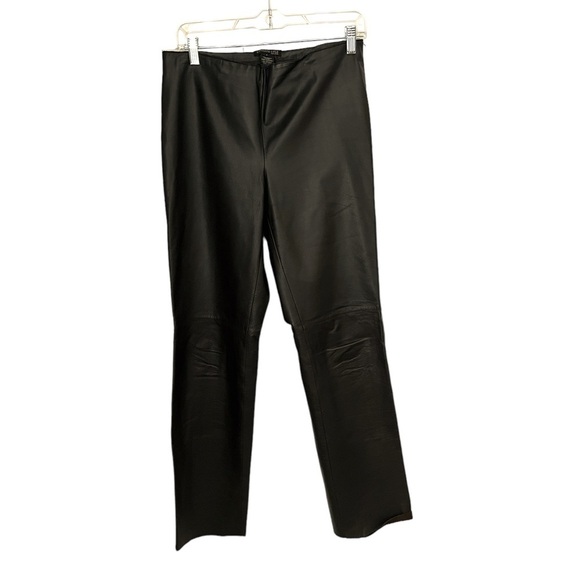 Chocolate Brown 100% Genuine Leather Pants 8 Y2K - Picture 1 of 3